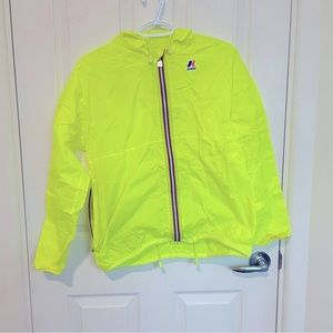 K WAY Neon Yellow Packable Rain Jacket